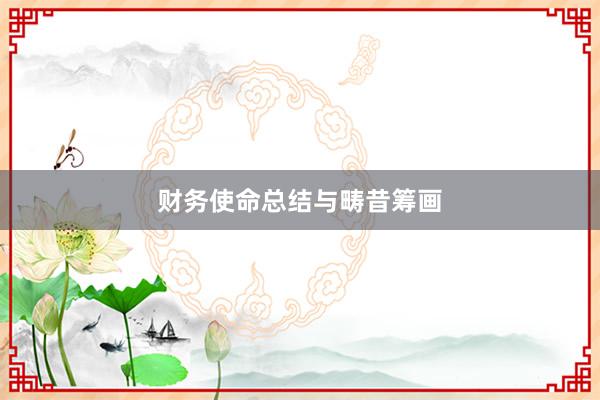 财务使命总结与畴昔筹画