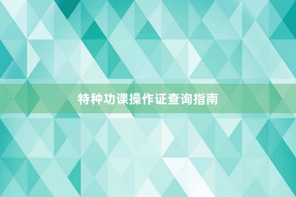 特种功课操作证查询指南